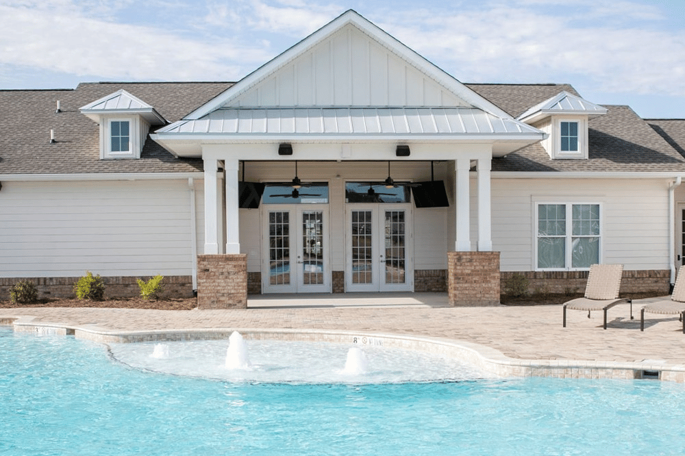 Wayfare Waco Luxury One-Story Apartment Homes with Garages: Exterior Clubhouse Pool View 8